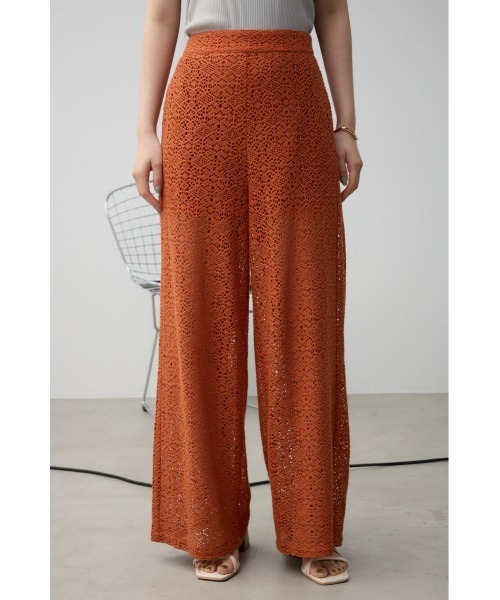 AZUL by moussy（アズールバイマウジー）の「レースワイドパンツ（その他パンツ・レディース・アイボリー/ブラック/オレンジ・MEDIUM/SMALL）」の7枚目の写真