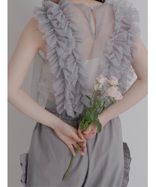 JUMELLE(ジュメロ)の「【結婚式/オケージョン】situation tulle vest(ベスト・レディース・グレー/アイボリー/ブラック・MEDIUM)」の1枚目の写真