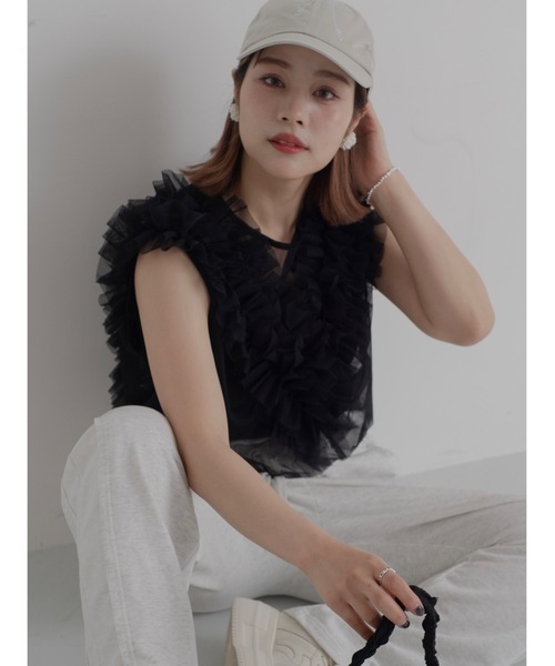 JUMELLE(ジュメロ)の「【結婚式/オケージョン】situation tulle vest(ベスト・レディース・グレー/アイボリー/ブラック・MEDIUM)」の3枚目の写真