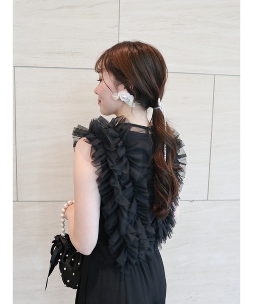 JUMELLE(ジュメロ)の「【結婚式/オケージョン】situation tulle vest(ベスト・レディース・グレー/アイボリー/ブラック・MEDIUM)」の4枚目の写真