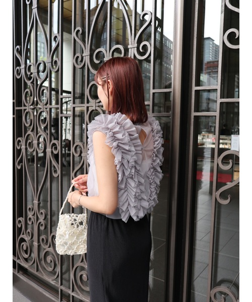 JUMELLE(ジュメロ)の「【結婚式/オケージョン】situation tulle vest(ベスト・レディース・グレー/アイボリー/ブラック・MEDIUM)」の9枚目の写真