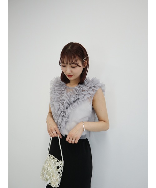 JUMELLE(ジュメロ)の「【結婚式/オケージョン】situation tulle vest(ベスト・レディース・グレー/アイボリー/ブラック・MEDIUM)」の14枚目の写真