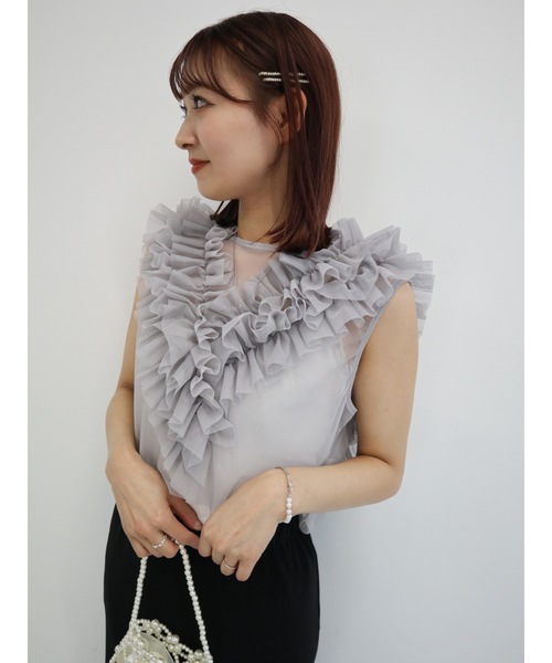 JUMELLE(ジュメロ)の「【結婚式/オケージョン】situation tulle vest(ベスト・レディース・グレー/アイボリー/ブラック・MEDIUM)」の15枚目の写真