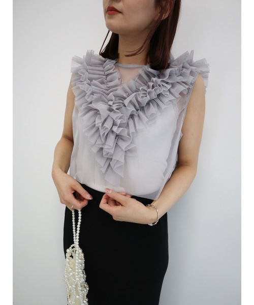 JUMELLE(ジュメロ)の「【結婚式/オケージョン】situation tulle vest(ベスト・レディース・グレー/アイボリー/ブラック・MEDIUM)」の16枚目の写真