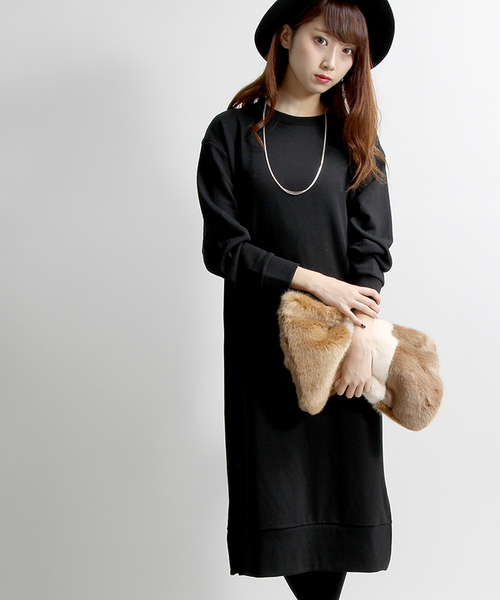 WEGO（ウィゴー）の「WEGO/ペンシルラインワンピース（ワンピース・レディース・ブラック/杢グレー・FREE）」の2枚目の写真