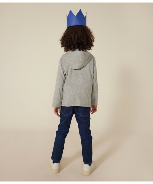 PETIT BATEAU（プチバトー）の「コットンジップアップパーカ（パーカー・キッズ・グレー/ネイビー・3YEAR/4YEAR/5YEAR）」の3枚目の写真