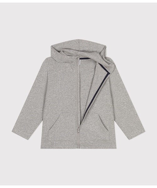 PETIT BATEAU（プチバトー）の「コットンジップアップパーカ（パーカー・キッズ・グレー/ネイビー・3YEAR/4YEAR/5YEAR）」の5枚目の写真