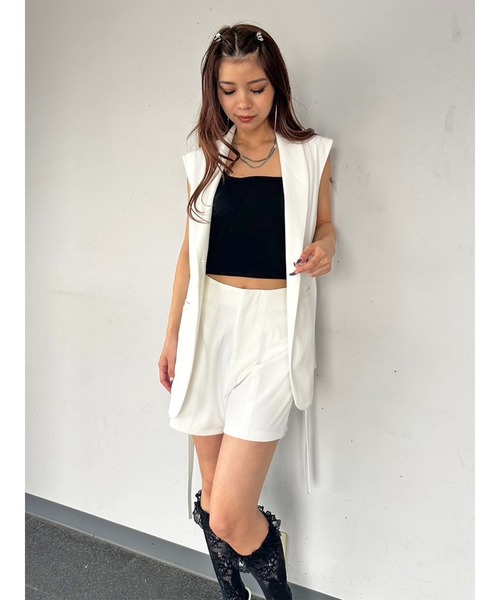 EGOIST(エゴイスト)の「ベルト付テーラードベスト(ベスト・レディース・ホワイト/ブラック・FREE)」の8枚目の写真