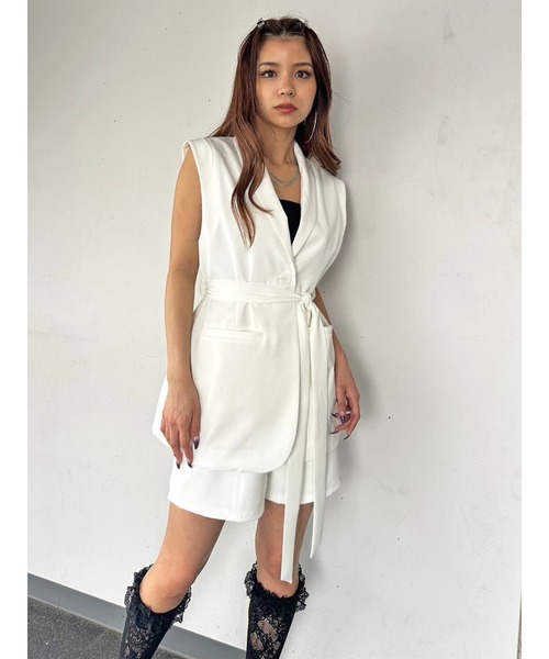 EGOIST(エゴイスト)の「ベルト付テーラードベスト(ベスト・レディース・ホワイト/ブラック・FREE)」の10枚目の写真