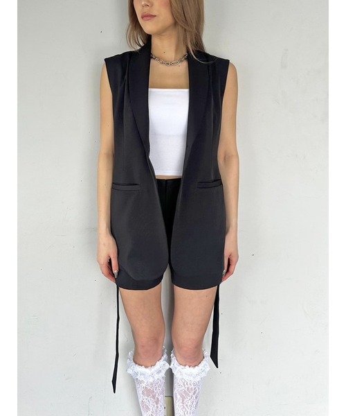 EGOIST(エゴイスト)の「ベルト付テーラードベスト(ベスト・レディース・ホワイト/ブラック・FREE)」の12枚目の写真