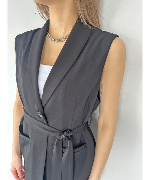 EGOIST(エゴイスト)の「ベルト付テーラードベスト(ベスト・レディース・ホワイト/ブラック・FREE)」の15枚目の写真