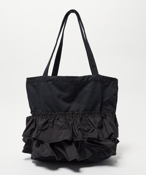 Chick（チック）の「▲フリルティアードトートバック（トートバッグ・レディース・ホワイト/ブラック/グリーン・FREE）」の4枚目の写真