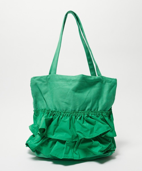 Chick（チック）の「▲フリルティアードトートバック（トートバッグ・レディース・ホワイト/ブラック/グリーン・FREE）」の7枚目の写真