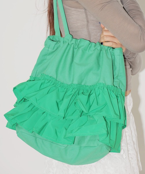 Chick（チック）の「▲フリルティアードトートバック（トートバッグ・レディース・ホワイト/ブラック/グリーン・FREE）」の21枚目の写真