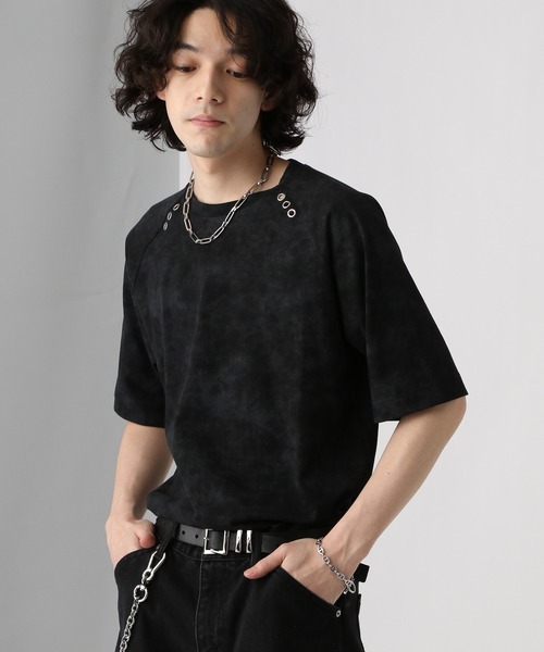 HARE（ハレ）の「コンパクトシルバーパーツカットソー(HARE)（Tシャツ/カットソー・メンズ・ブラック系その他/ホワイト/ブラック・FREE）」の3枚目の写真