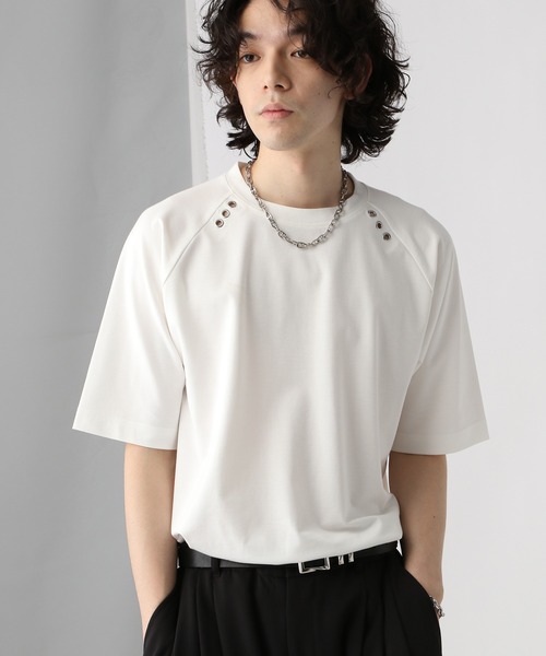 HARE（ハレ）の「コンパクトシルバーパーツカットソー(HARE)（Tシャツ/カットソー・メンズ・ブラック系その他/ホワイト/ブラック・FREE）」の2枚目の写真