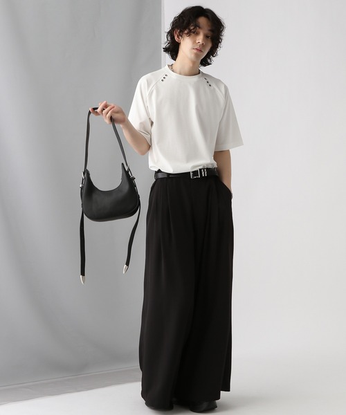 HARE（ハレ）の「コンパクトシルバーパーツカットソー(HARE)（Tシャツ/カットソー・メンズ・ブラック系その他/ホワイト/ブラック・FREE）」の4枚目の写真