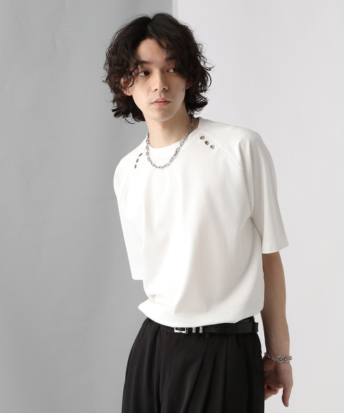 HARE（ハレ）の「コンパクトシルバーパーツカットソー(HARE)（Tシャツ/カットソー・メンズ・ブラック系その他/ホワイト/ブラック・FREE）」の6枚目の写真