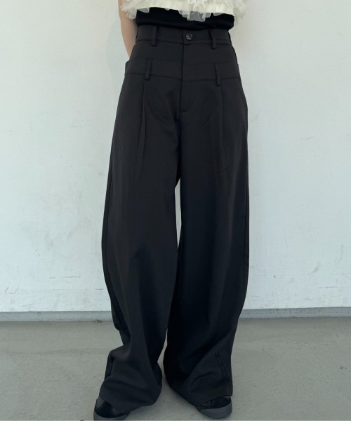 nemne store(ネンネストア)の「《Delfy》ダブルウェストデザインスラックス(スラックス・レディース・ブラック/杢グレー・SMALL/MEDIUM)」の11枚目の写真