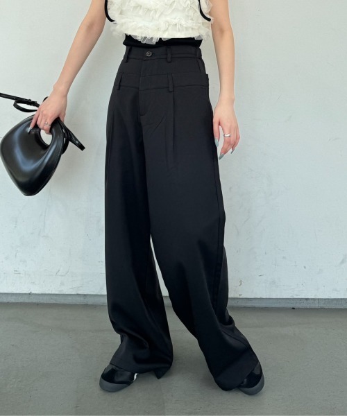 nemne store(ネンネストア)の「《Delfy》ダブルウェストデザインスラックス(スラックス・レディース・ブラック/杢グレー・SMALL/MEDIUM)」の8枚目の写真