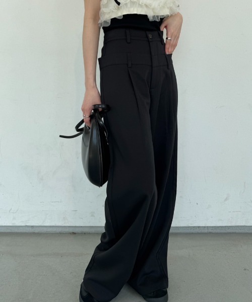 nemne store(ネンネストア)の「《Delfy》ダブルウェストデザインスラックス(スラックス・レディース・ブラック/杢グレー・SMALL/MEDIUM)」の10枚目の写真