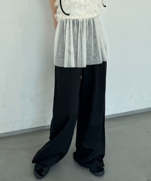 nemne store(ネンネストア)の「《Delfy》ダブルウェストデザインスラックス(スラックス・レディース・ブラック/杢グレー・SMALL/MEDIUM)」の7枚目の写真