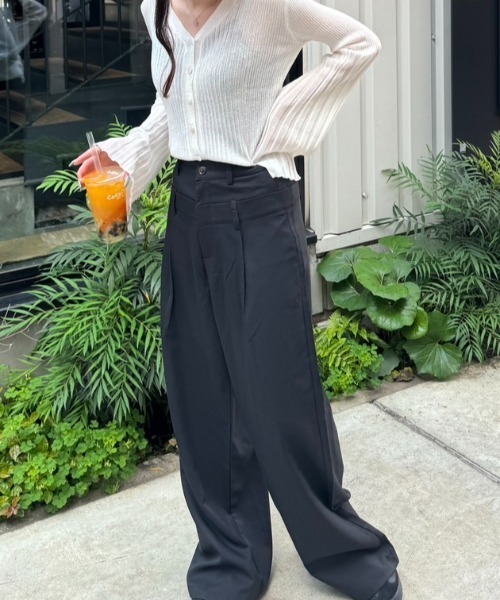 nemne store(ネンネストア)の「《Delfy》ダブルウェストデザインスラックス(スラックス・レディース・ブラック/杢グレー・SMALL/MEDIUM)」の6枚目の写真