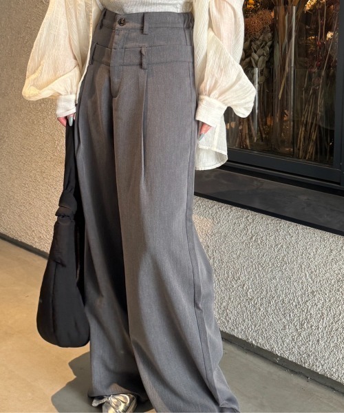 nemne store(ネンネストア)の「《Delfy》ダブルウェストデザインスラックス(スラックス・レディース・ブラック/杢グレー・SMALL/MEDIUM)」の17枚目の写真
