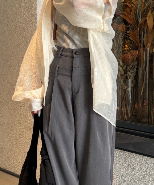 nemne store(ネンネストア)の「《Delfy》ダブルウェストデザインスラックス(スラックス・レディース・ブラック/杢グレー・SMALL/MEDIUM)」の19枚目の写真