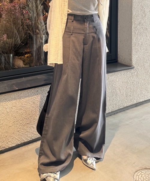 nemne store(ネンネストア)の「《Delfy》ダブルウェストデザインスラックス(スラックス・レディース・ブラック/杢グレー・SMALL/MEDIUM)」の18枚目の写真