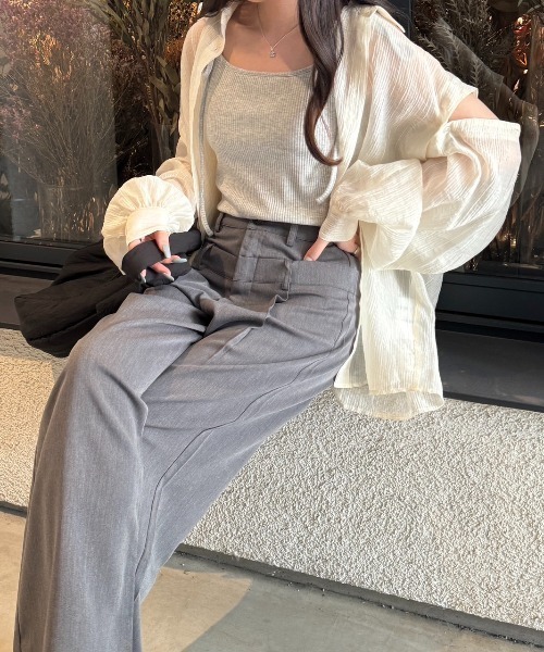 nemne store(ネンネストア)の「《Delfy》ダブルウェストデザインスラックス(スラックス・レディース・ブラック/杢グレー・SMALL/MEDIUM)」の16枚目の写真