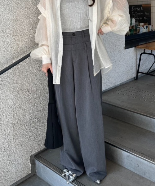 nemne store(ネンネストア)の「《Delfy》ダブルウェストデザインスラックス(スラックス・レディース・ブラック/杢グレー・SMALL/MEDIUM)」の14枚目の写真