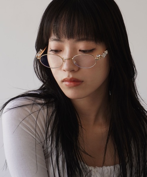 BARELY BLUE（ベアリーブルー）の「【 BARELY BLUE / ベアリーブルー 】 細フチ アクセント ダイヤ デザイン メガネ（メガネ・レディース・ブラウン系その他/シルバー/ゴールド・FREE）」の11枚目の写真