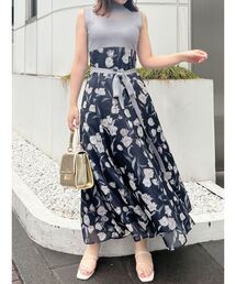 MERCURYDUO | シアーノースリニット花柄ドッキングワンピース(ワンピース)