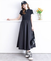 clear | 布帛切替ハーフジップノースリーブワンピース≪2024SS新作≫(ワンピース)