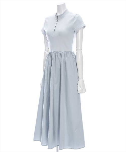 clear（クリア）の「布帛切替ハーフジップノースリーブワンピース［大人 カジュアル］≪再入荷≫（ワンピース・レディース・ブラック/ブルーグレー・F）」の3枚目の写真