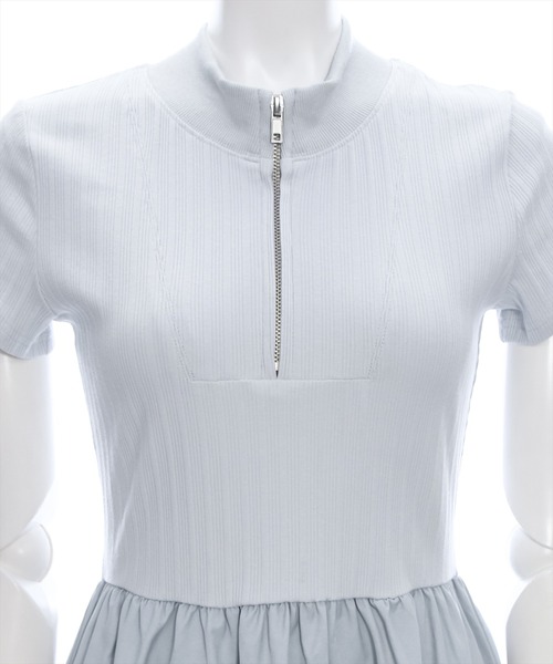 clear（クリア）の「布帛切替ハーフジップノースリーブワンピース［大人 カジュアル］≪再入荷≫（ワンピース・レディース・ブラック/ブルーグレー・F）」の7枚目の写真