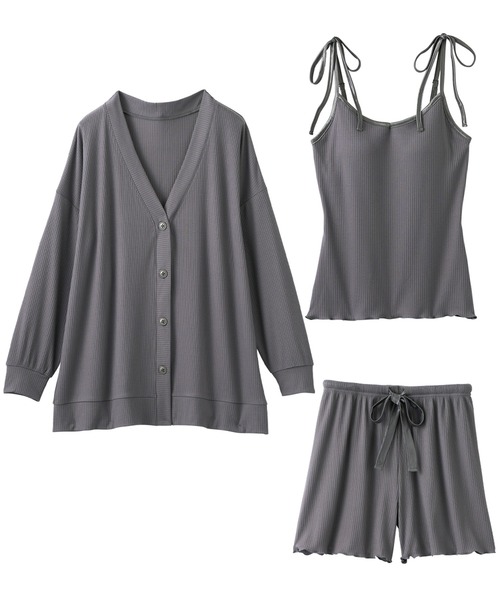 セール】【カップ付き】ぷるるん谷間のルームウエア3点セット（ルーム