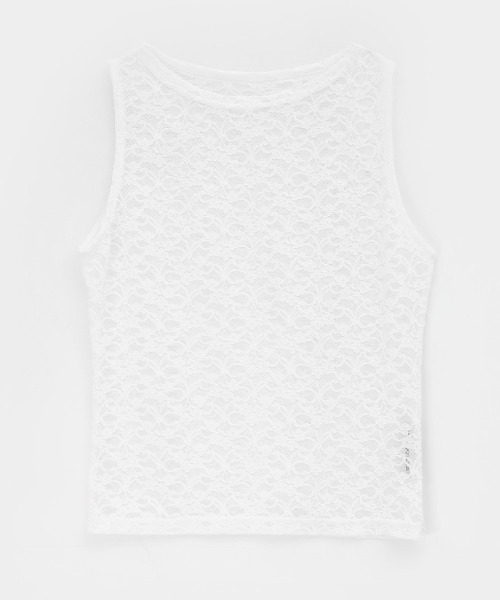 BLACKUP（ブラックアップ）の「[MADE] ウェルシーシアーレースボートネックノースリーブ（Tシャツ/カットソー・レディース・ブラック/ホワイト・ONESIZE）」の14枚目の写真