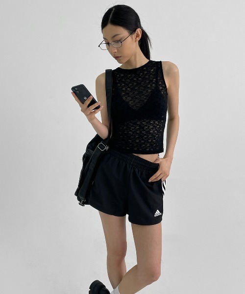 BLACKUP（ブラックアップ）の「[MADE] ウェルシーシアーレースボートネックノースリーブ（Tシャツ/カットソー・レディース・ブラック/ホワイト・ONESIZE）」の5枚目の写真