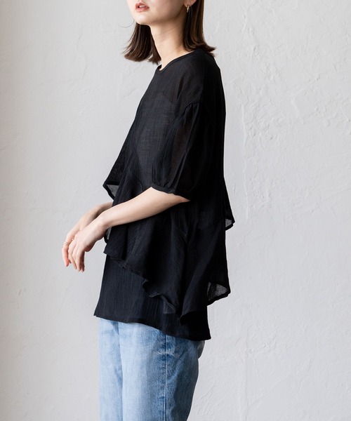 VitaFelice(ヴィータフェリーチェ)の「アシメフリルデザインカットソー(Tシャツ/カットソー・レディース・アイボリー/オリーブ/ブラック・FREE)」の20枚目の写真