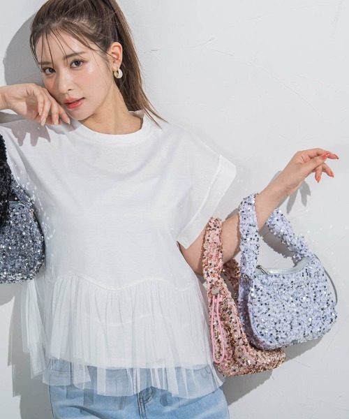 VICKY(ビッキー)の「【トレンドBAG】スパンコールハンドバッグ(ハンドバッグ・レディース・ホワイト/ピンク/シルバー系その他/ブラック・FREE)」の5枚目の写真
