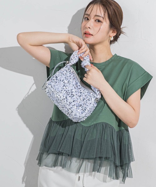 VICKY(ビッキー)の「【トレンドBAG】スパンコールハンドバッグ(ハンドバッグ・レディース・ホワイト/ピンク/シルバー系その他/ブラック・FREE)」の6枚目の写真