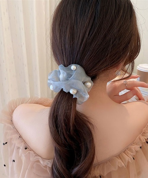 TONE SELECT GOODS(トーンセレクトグッズ)の「【resonance】シフォン ラメ×パール シュシュ(シュシュ・レディース・シルバー/ゴールド/ブロンズ/ブラック・FREE)」の11枚目の写真