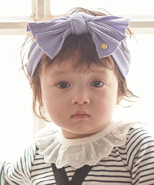 petit main（プティマイン）の「リボンヘアバンド（ヘアバンド・キッズ・アイボリー/ライトピンク/ライラック・FREE）」の3枚目の写真
