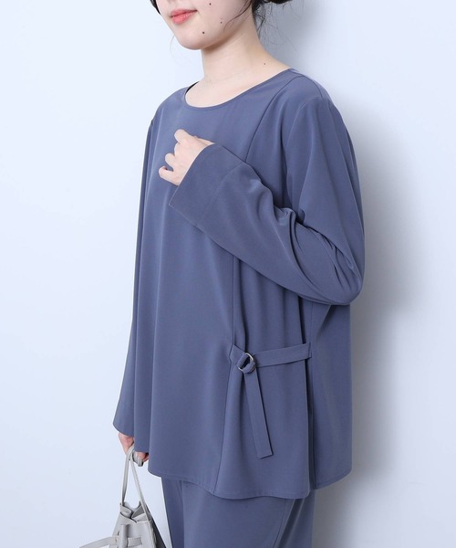 【L～5L 大きいサイズ】サテンサイドタックブラウス（シャツ/ブラウス）｜fleur by mint breeze（フルールバイミントブリーズ）