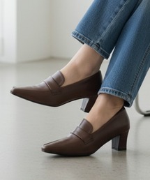 VIVIAN（ヴィヴィアン）の「スクエアトゥデザインヒールローファーパンプス（パンプス）」