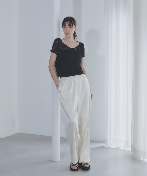 BARRETTA(バレッタ)の「スクープネックシアーTシャツ(Tシャツ/カットソー・レディース・アイボリー/ブラック/ホワイト・FREE)」の21枚目の写真