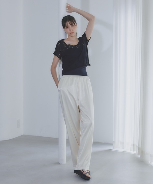 BARRETTA(バレッタ)の「スクープネックシアーTシャツ(Tシャツ/カットソー・レディース・アイボリー/ブラック/ホワイト・FREE)」の20枚目の写真