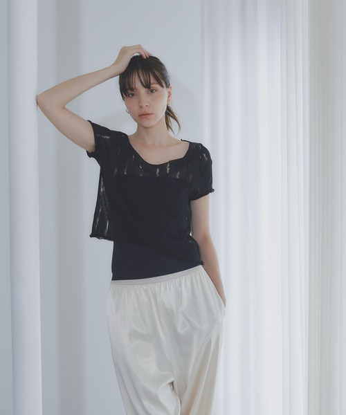 BARRETTA(バレッタ)の「スクープネックシアーTシャツ(Tシャツ/カットソー・レディース・アイボリー/ブラック/ホワイト・FREE)」の17枚目の写真